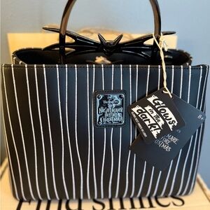 Loungefly Black and White Striped Tote